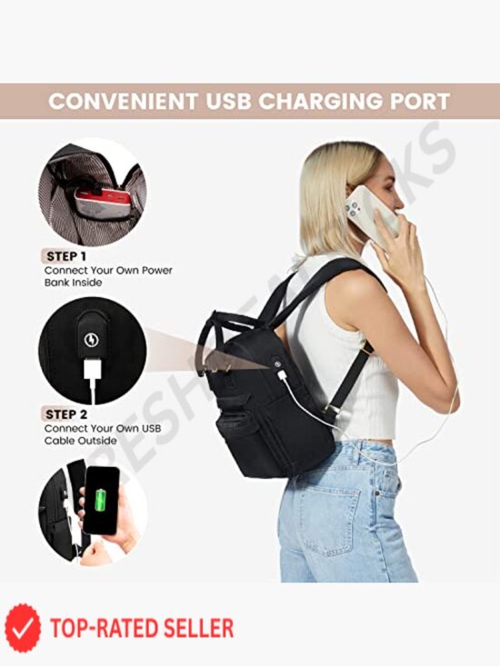 Waterproof Mini Backpack Travel College Daypack USB Charging Port